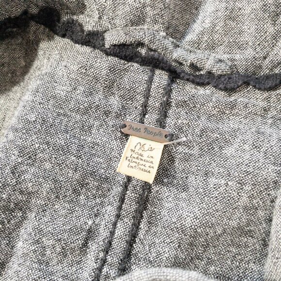 Free People XS Gray Ruffled Peplum Jacket Linen Blend - Picture 8 of 9
